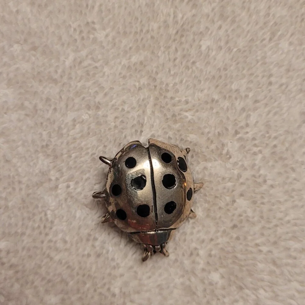 Sterling Silver 925 Lady Bug Brooch‎ Pin